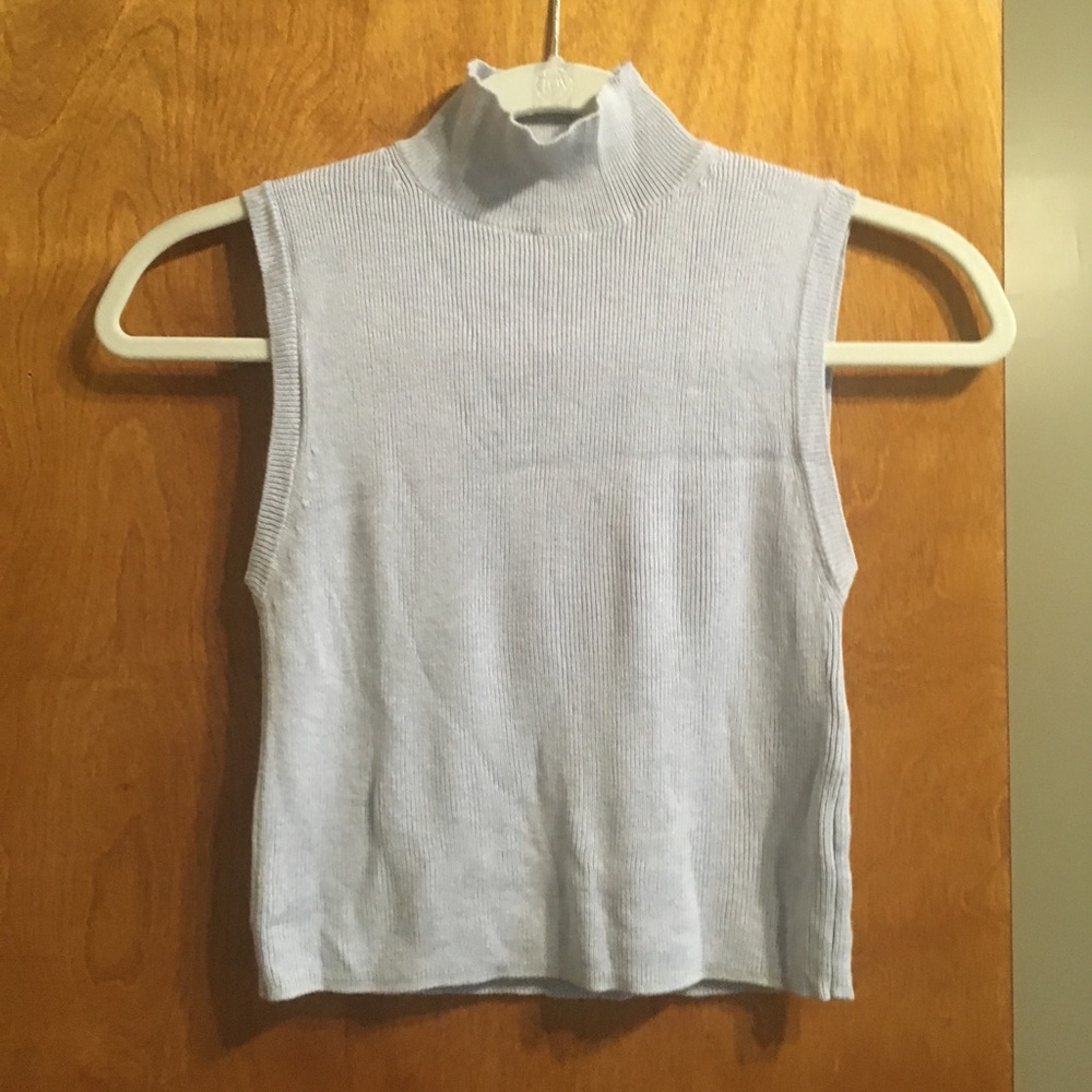 Powder blue crop top turtle neck sweater